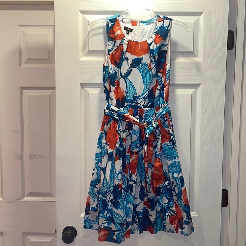 Talbots Petites Blue & Orange Paisley Sundress